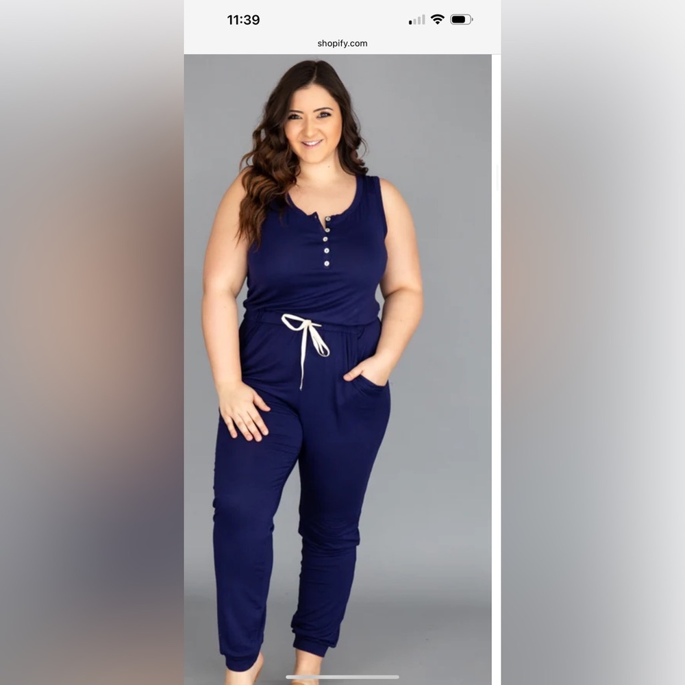 NWOT Pink Lily Navy Blue Sleeveless Jumpsuit